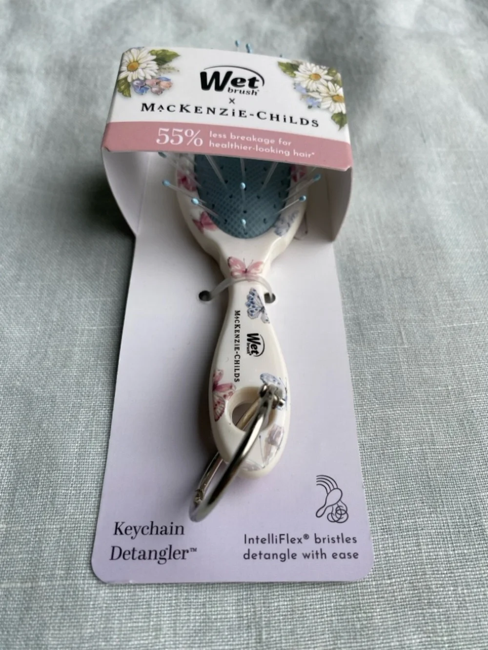NWT Wet Brush x MacKenzie-Childs Butterfly Hill keychain detangler hair brush